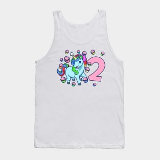 I am 2 with unicorn - girl birthday 2 years old Tank Top